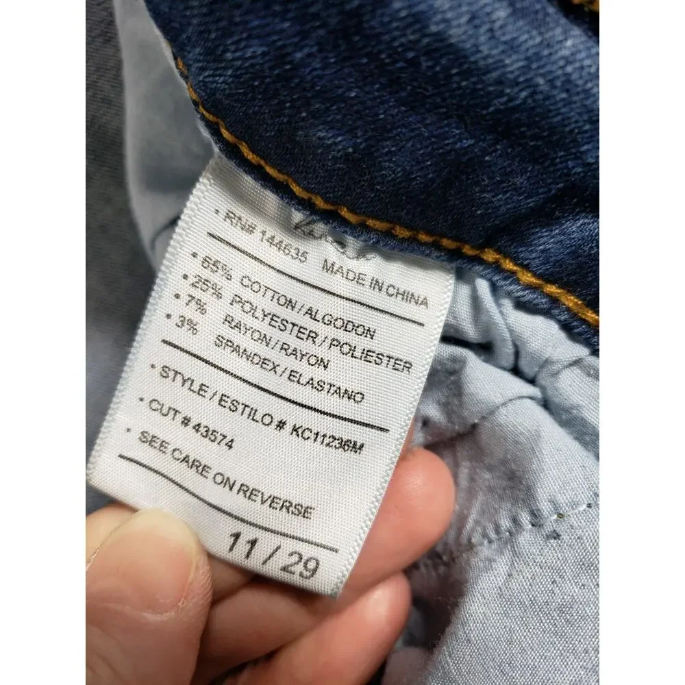 Kancan Jeans Size 11 Womens Blue Stretch Pants Denim Mid Rise Fray Hem Ankle